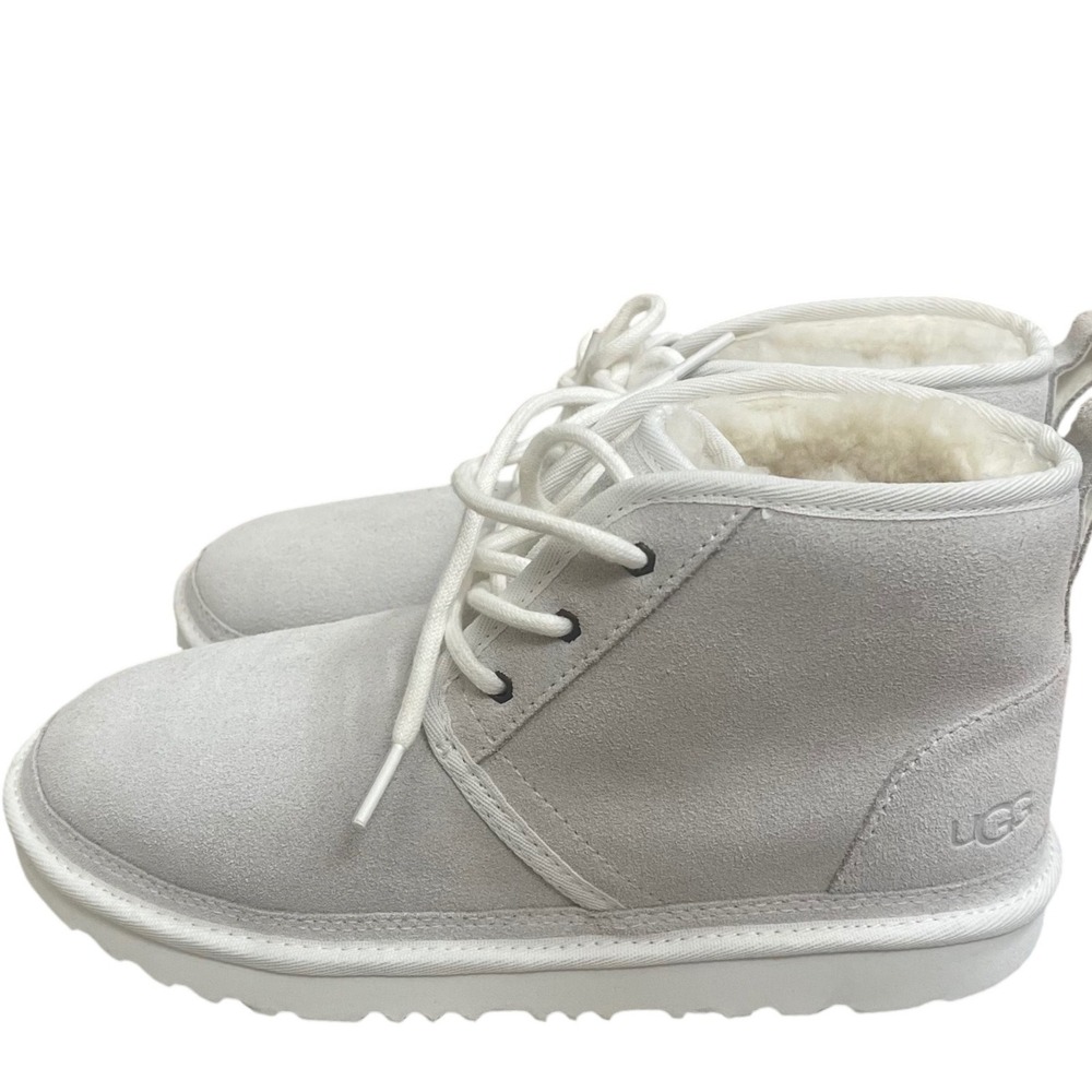 UGG Neumel White Suede Wool Lined Lace Up Chukka Boots 1017320K Womens 6 used 1x